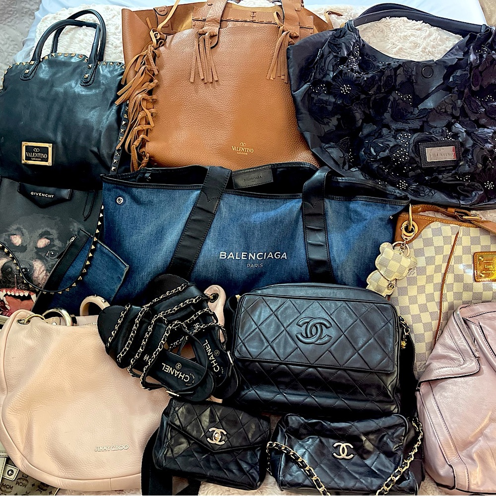 LouisVuitton,Chanel,Valentino Garivani,Balenciaga,Givanchy,MCM,JimmyChoo,etc.LOT